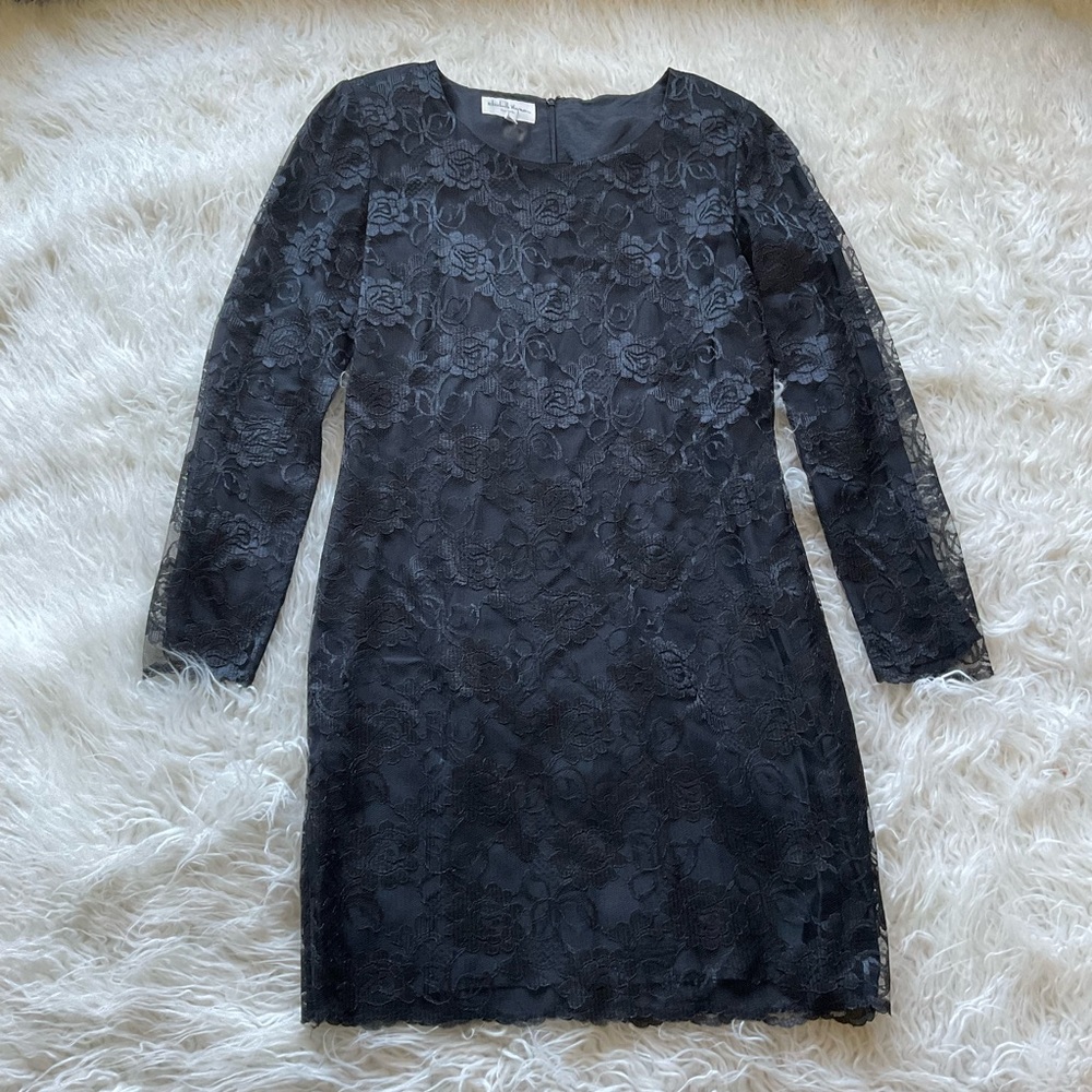 Vintage Elizabeth Wayman Floral‎ Lace Sheath Dress